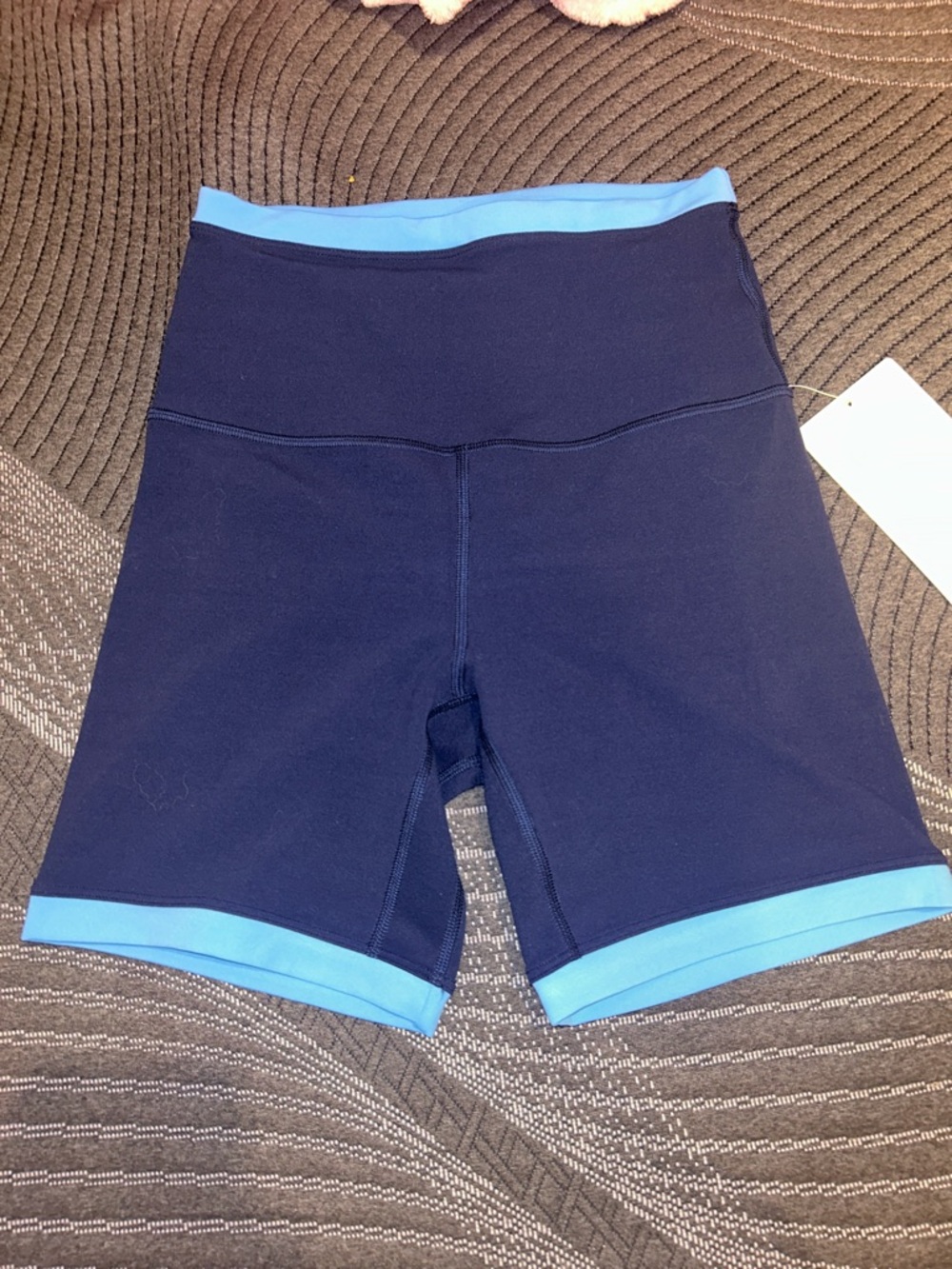 lululemon athletica Navy Bike Shorts with Light Blue Trim
